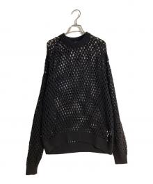 BAL（バル）の古着「CHECKERED LOOSE GAUGE CROCHE SWEATER」｜ブラック