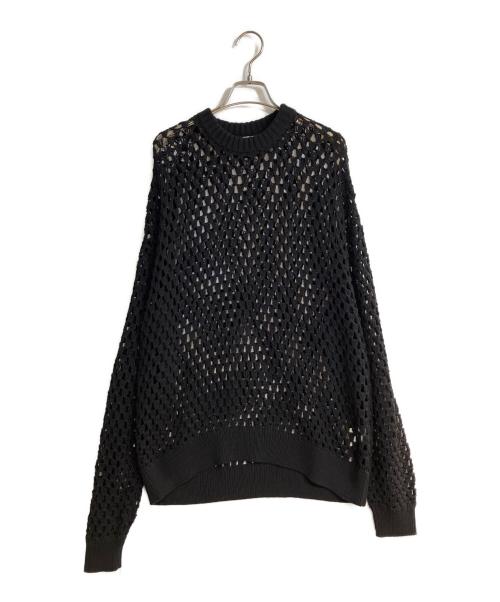 BAL（バル）BAL (バル) CHECKERED LOOSE GAUGE CROCHE SWEATER ブラック サイズ:2の古着・服飾アイテム