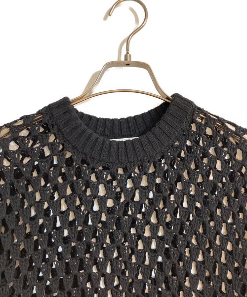BAL（バル）BAL (バル) CHECKERED LOOSE GAUGE CROCHE SWEATER ブラック サイズ:2の古着・服飾アイテム