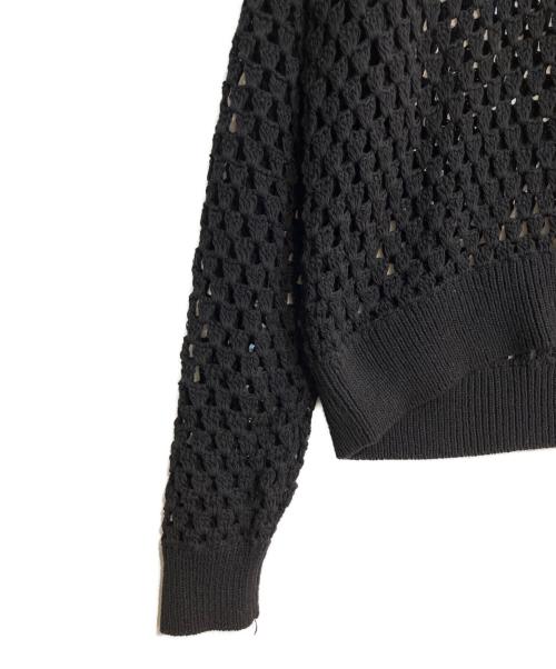 BAL（バル）BAL (バル) CHECKERED LOOSE GAUGE CROCHE SWEATER ブラック サイズ:2の古着・服飾アイテム