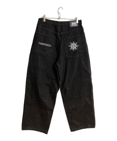 Noremid（ノーリミッド）NOREMID (ノーリミッド) ロゴ刺繍バギーデニムパンツ ブラック サイズ:不明の古着・服飾アイテム
