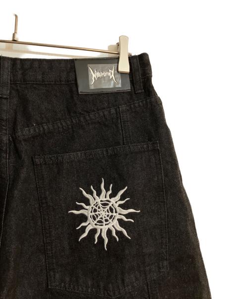 Noremid（ノーリミッド）NOREMID (ノーリミッド) ロゴ刺繍バギーデニムパンツ ブラック サイズ:不明の古着・服飾アイテム