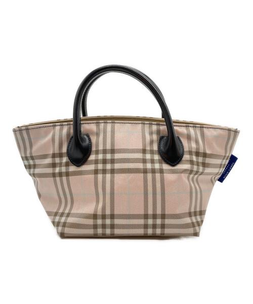 BURBERRY BLUE LABEL（バーバリー ブルー レーベル）BURBERRY BLUE LABEL (バーバリー ブルー レーベル) 舟形チェックミニトートバッグ ピンクの古着・服飾アイテム