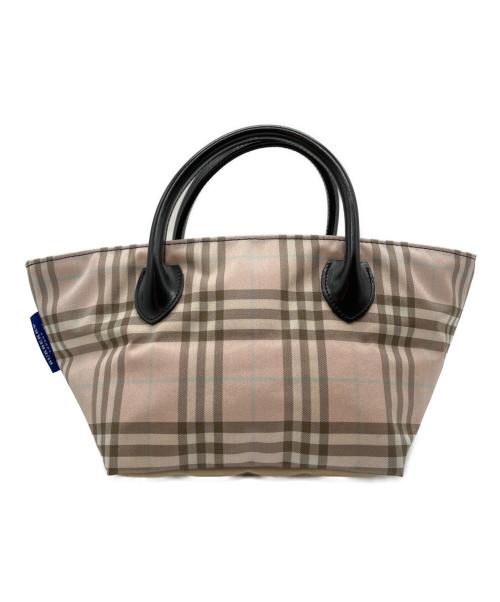 BURBERRY BLUE LABEL（バーバリー ブルー レーベル）BURBERRY BLUE LABEL (バーバリー ブルー レーベル) 舟形チェックミニトートバッグ ピンクの古着・服飾アイテム