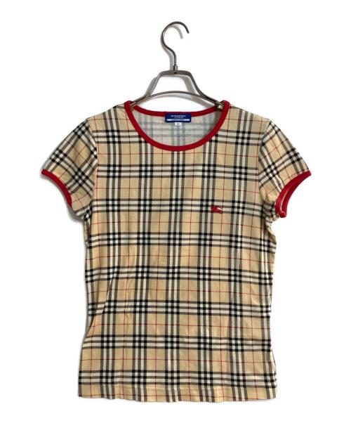 BURBERRY BLUE LABEL（バーバリー ブルー レーベル）BURBERRY BLUE LABEL (バーバリー ブルー レーベル) ノヴァチェックタイトフィットtシャツ ベージュ サイズ:Mの古着・服飾アイテム