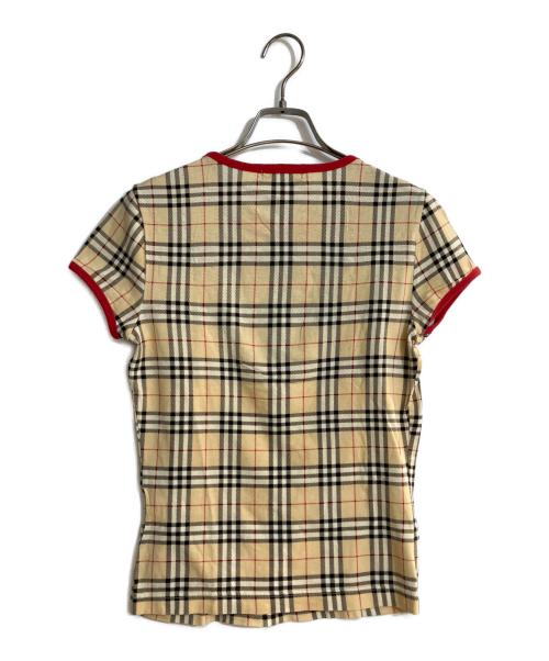 BURBERRY BLUE LABEL（バーバリー ブルー レーベル）BURBERRY BLUE LABEL (バーバリー ブルー レーベル) ノヴァチェックタイトフィットtシャツ ベージュ サイズ:Mの古着・服飾アイテム