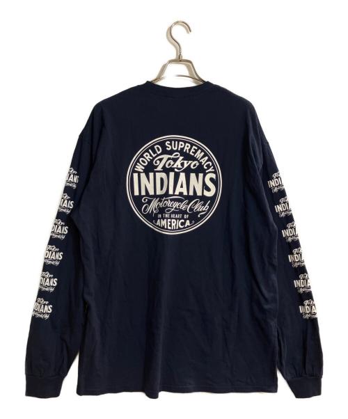 Tokyo Indians（トウキョウインディアンズ）Tokyo Indians (トウキョウインディアンズ) ロングスリーブプリントカットソー ネイビー サイズ:XLの古着・服飾アイテム