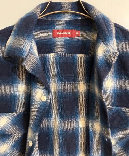 HIDE AND SEEK（ハイドアンドシーク）HIDE AND SEEK (ハイドアンドシーク) Ombre Check L/S Shirt/オンブレチェックシャツ ブルー サイズ:XLの古着・服飾アイテム