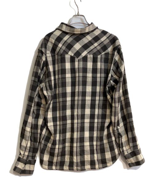 WYTHE（ワイス）WYTHE (ワイス) Washed Flannel Pearlsnap Shirt（ウォッシュド フランネル パールスナップ シャツ） ベージュ×ブラック サイズ:Mの古着・服飾アイテム