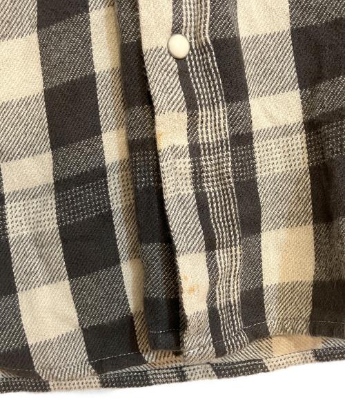 WYTHE（ワイス）WYTHE (ワイス) Washed Flannel Pearlsnap Shirt（ウォッシュド フランネル パールスナップ シャツ） ベージュ×ブラック サイズ:Mの古着・服飾アイテム
