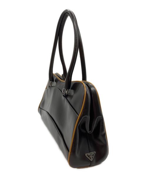 PRADA（プラダ）PRADA (プラダ) イーストウエストがま口ショルダーバッグ ブラウンの古着・服飾アイテム