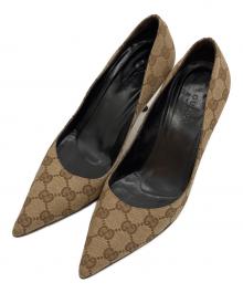 GUCCI（グッチ）の古着「GGキャンバスバンブーヒールパンプス」｜ベージュ