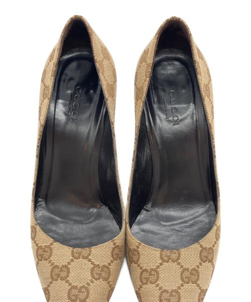 GUCCI（グッチ）GUCCI (グッチ) GGキャンバスバンブーヒールパンプス ベージュ サイズ:36の古着・服飾アイテム