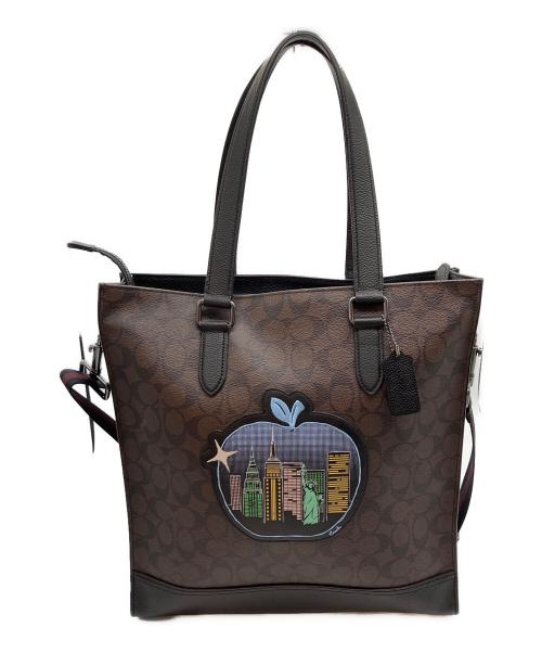 COACH（コーチ）COACH (コーチ) スカイラインアップルリンゴシグネチャーハンドバッグ ブラウンの古着・服飾アイテム