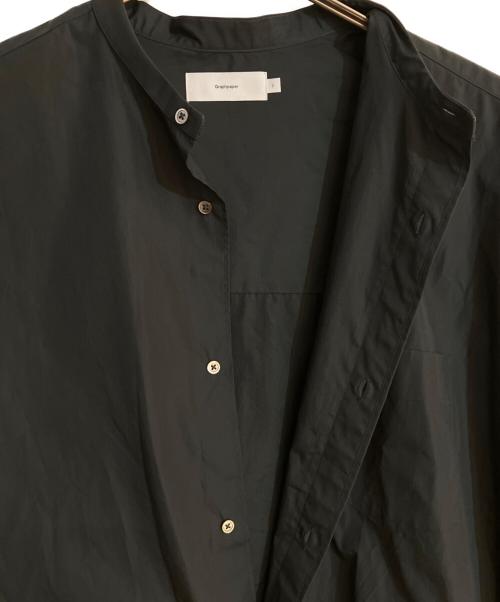 Graphpaper（グラフペーパー）Graphpaper (グラフペーパー) High Count Band Collar Round Cut Oversized Shirt ブラック サイズ:2の古着・服飾アイテム