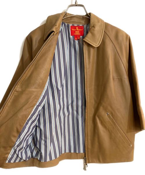 Vivienne Westwood RED LABEL（ヴィヴィアンウエストウッドレッドレーベル）Vivienne Westwood RED LABEL (ヴィヴィアンウエストウッドレッドレーベル) ラムレザージップアップ半袖ジャケット ブラウン サイズ:38の古着・服飾アイテム