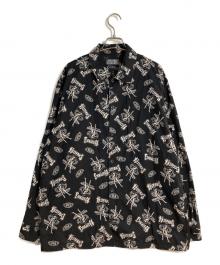 Hysteric Glamour（ヒステリックグラマー）の古着「BAD ASS WHISKY柄 フラットカラーシャツ」｜ブラック
