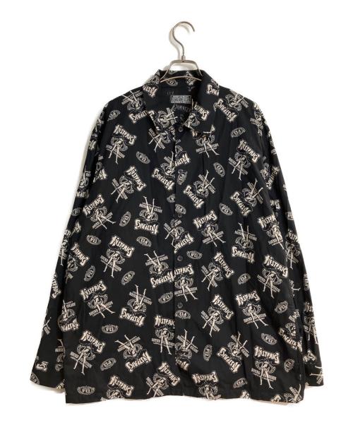 Hysteric Glamour（ヒステリックグラマー）Hysteric Glamour (ヒステリックグラマー) BAD ASS WHISKY柄 フラットカラーシャツ ブラック サイズ:M 未使用品の古着・服飾アイテム