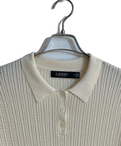 LAUREN RALPH LAUREN（ローレン ラルフ ローレン）LAUREN RALPH LAUREN (ローレン ラルフ ローレン) クロシェニットポロシャツ アイボリー サイズ:Mの古着・服飾アイテム