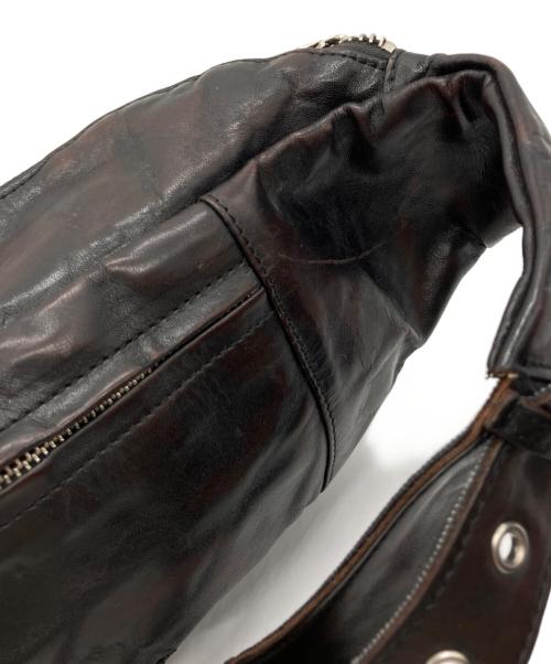 PINEAL JET LEATHER（ピネールジェットレザー）PINEAL JET LEATHER (ピネールジェットレザー) ダイヤキルトホースハイドウエストバッグ ブラックの古着・服飾アイテム