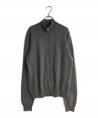 dunhillダンヒル）の古着「エルボーパッチフルジップカシミヤニット」｜グレー
