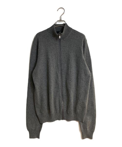 dunhill（ダンヒル）dunhill (ダンヒル) エルボーパッチフルジップカシミヤニット グレー サイズ:Ｌの古着・服飾アイテム
