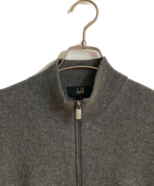 dunhill（ダンヒル）dunhill (ダンヒル) エルボーパッチフルジップカシミヤニット グレー サイズ:Ｌの古着・服飾アイテム