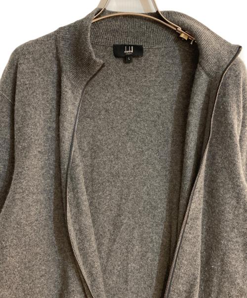 dunhill（ダンヒル）dunhill (ダンヒル) エルボーパッチフルジップカシミヤニット グレー サイズ:Ｌの古着・服飾アイテム