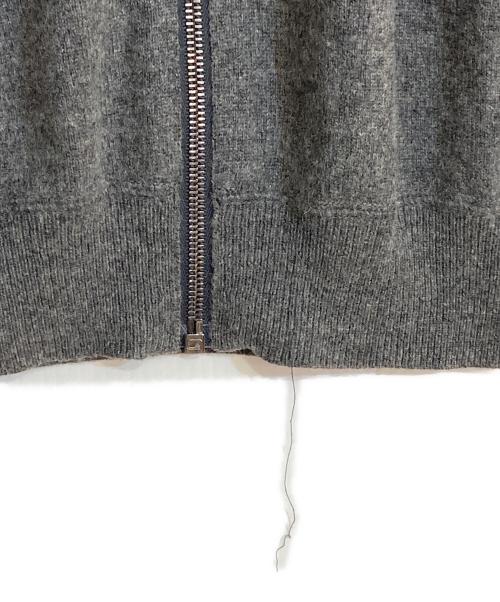 dunhill（ダンヒル）dunhill (ダンヒル) エルボーパッチフルジップカシミヤニット グレー サイズ:Ｌの古着・服飾アイテム