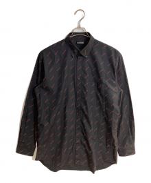 BALENCIAGA（バレンシアガ）の古着「All Over Logo L/S Shirt」｜ブラック