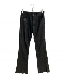 5351 pour les hommes（5351プールオム）の古着「パイソン柄カウレザーパンツ」｜ブラック