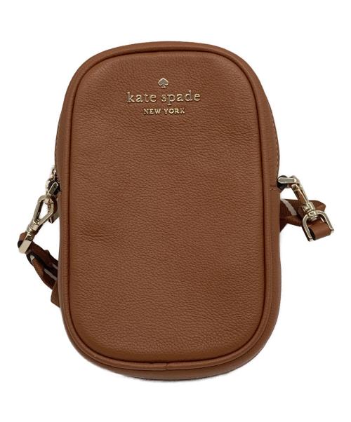 Kate Spade（ケイトスペード）Kate Spade (ケイトスペード) ロージー ノース サウス ジップ フォン クロスボディ ブラウンの古着・服飾アイテム