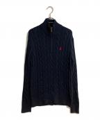 RALPH LAURENラルフローレン）の古着「ポニー刺繍ハーフジップニット」｜ネイビー