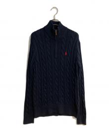RALPH LAUREN（ラルフローレン）の古着「ポニー刺繍ハーフジップニット」｜ネイビー