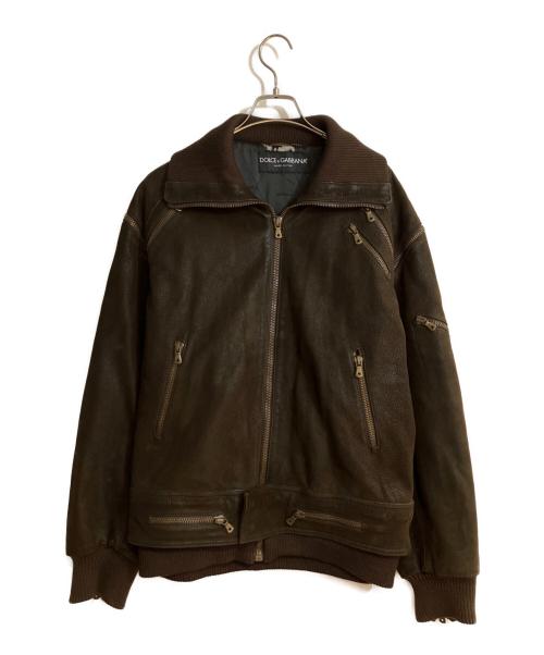 DOLCE & GABBANA（ドルチェ＆ガッバーナ）DOLCE & GABBANA (ドルチェ＆ガッバーナ) ゴートレザーデタッチャブルジャケット ブラウン サイズ:44の古着・服飾アイテム