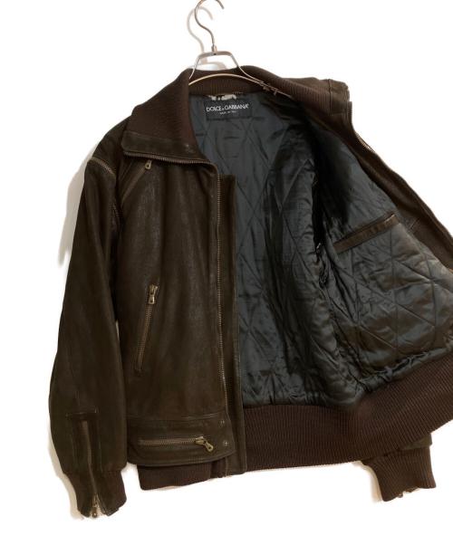 DOLCE & GABBANA（ドルチェ＆ガッバーナ）DOLCE & GABBANA (ドルチェ＆ガッバーナ) ゴートレザーデタッチャブルジャケット ブラウン サイズ:44の古着・服飾アイテム