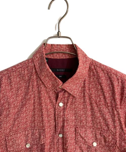 GUCCI（グッチ）GUCCI (グッチ) フラワープリントシャツ レッド サイズ:38/15の古着・服飾アイテム