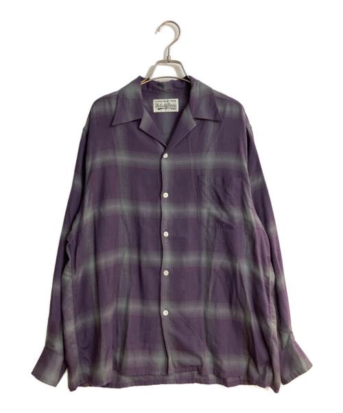 WACKO MARIA（ワコマリア）WACKO MARIA (ワコマリア) OMBRE CHECK OPEN COLLAR SHIRT L/S (TYPE-1) パープル サイズ:Mの古着・服飾アイテム