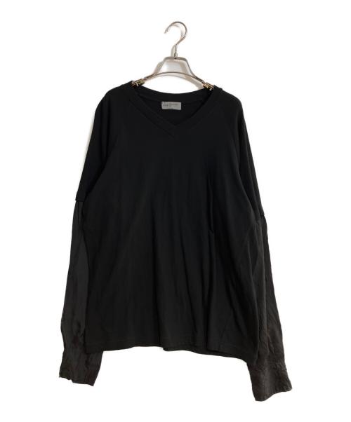 Yohji Yamamoto pour homme（ヨウジヤマモト プールオム）Yohji Yamamoto pour homme (ヨウジヤマモト プールオム) 23awドッキングVネックニット ブラック サイズ:3の古着・服飾アイテム