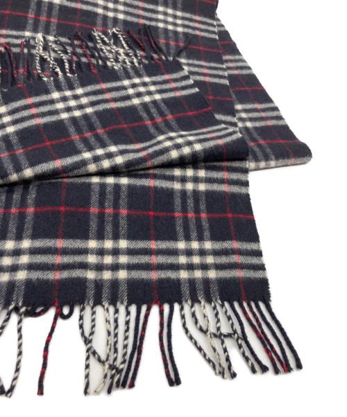 BURBERRY（バーバリー）BURBERRY (バーバリー) カシミヤ100％ノバチェックマフラー ネイビーの古着・服飾アイテム