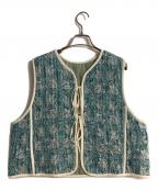 ne quittez pasヌキテパ）の古着「Cotton Lurex Tulip Print Quilting Vest」｜グリーン