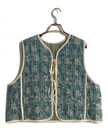 ne quittez pas（ヌキテパ）の古着「Cotton Lurex Tulip Print Quilting Vest」｜グリーン
