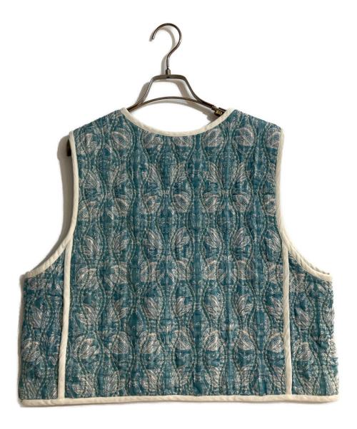 ne quittez pas（ヌキテパ）ne quittez pas (ヌキテパ) Cotton Lurex Tulip Print Quilting Vest グリーン サイズ:不明の古着・服飾アイテム