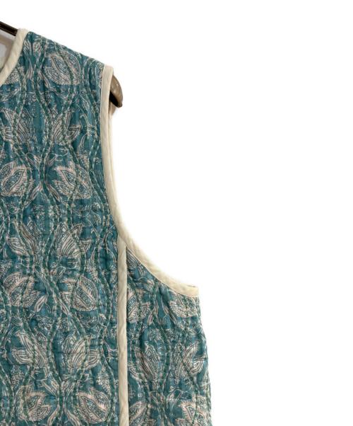 ne quittez pas（ヌキテパ）ne quittez pas (ヌキテパ) Cotton Lurex Tulip Print Quilting Vest グリーン サイズ:不明の古着・服飾アイテム
