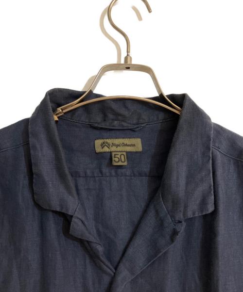 NIGEL CABOURN（ナイジェルケーボン）NIGEL CABOURN (ナイジェルケーボン) OPEN COLLAR SHIRT LINEN TWILL ネイビー サイズ:50の古着・服飾アイテム