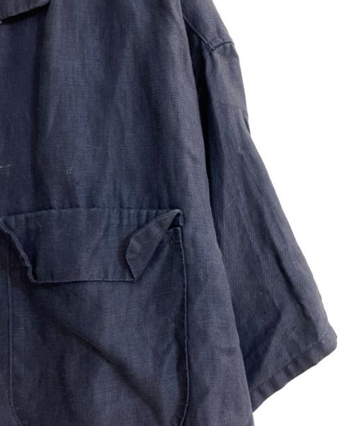 NIGEL CABOURN（ナイジェルケーボン）NIGEL CABOURN (ナイジェルケーボン) OPEN COLLAR SHIRT LINEN TWILL ネイビー サイズ:50の古着・服飾アイテム