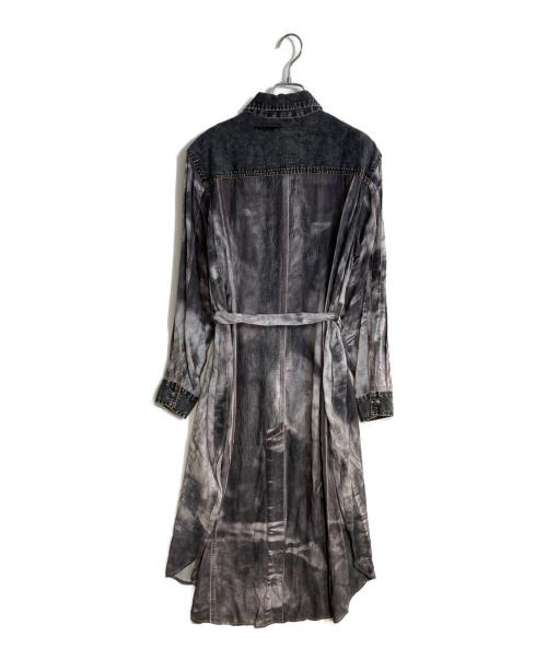DIESEL（ディーゼル）DIESEL (ディーゼル) D-ANISH-A ブラックデニムプリントシャツワンピース グレー サイズ:38の古着・服飾アイテム