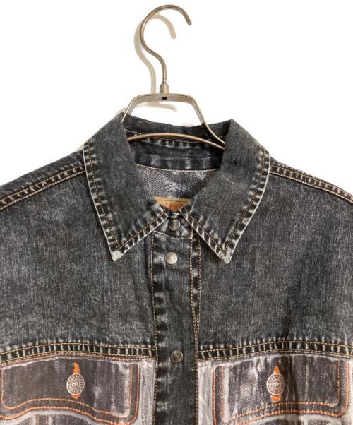 DIESEL（ディーゼル）DIESEL (ディーゼル) D-ANISH-A ブラックデニムプリントシャツワンピース グレー サイズ:38の古着・服飾アイテム
