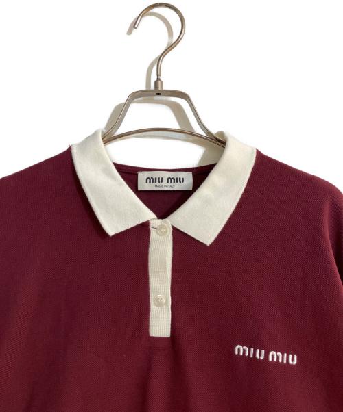 MIU MIU（ミュウミュウ）MIU MIU (ミュウミュウ) ロゴ刺繍ポロシャツ レッド サイズ:Mの古着・服飾アイテム