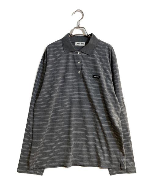 MIU MIU（ミュウミュウ）MIU MIU (ミュウミュウ) コットンジャージーポロシャツ グレー サイズ:Mの古着・服飾アイテム